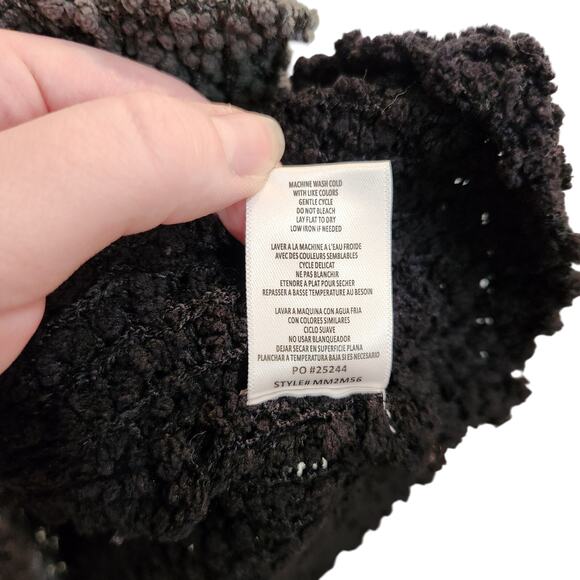 Bobeau Long Sleeve Crew Neck Popcorn Knit Cozy Pullover Sweater Gray Black Large - Picture 8 of 8